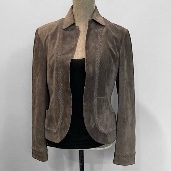 Anne Klein Brown Leather Jacket - Picture 1 of 14